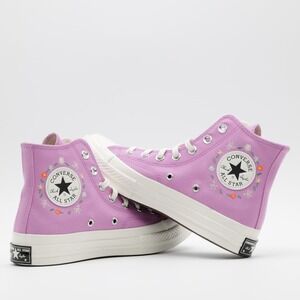 Converse‎ Women's Chuck 70 Floral Canvas Embroidered High Shoes Purple Size 9.5